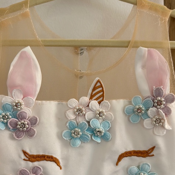 Unicorn Dress with Blue Tulle Skirt - Picture 3 of 6